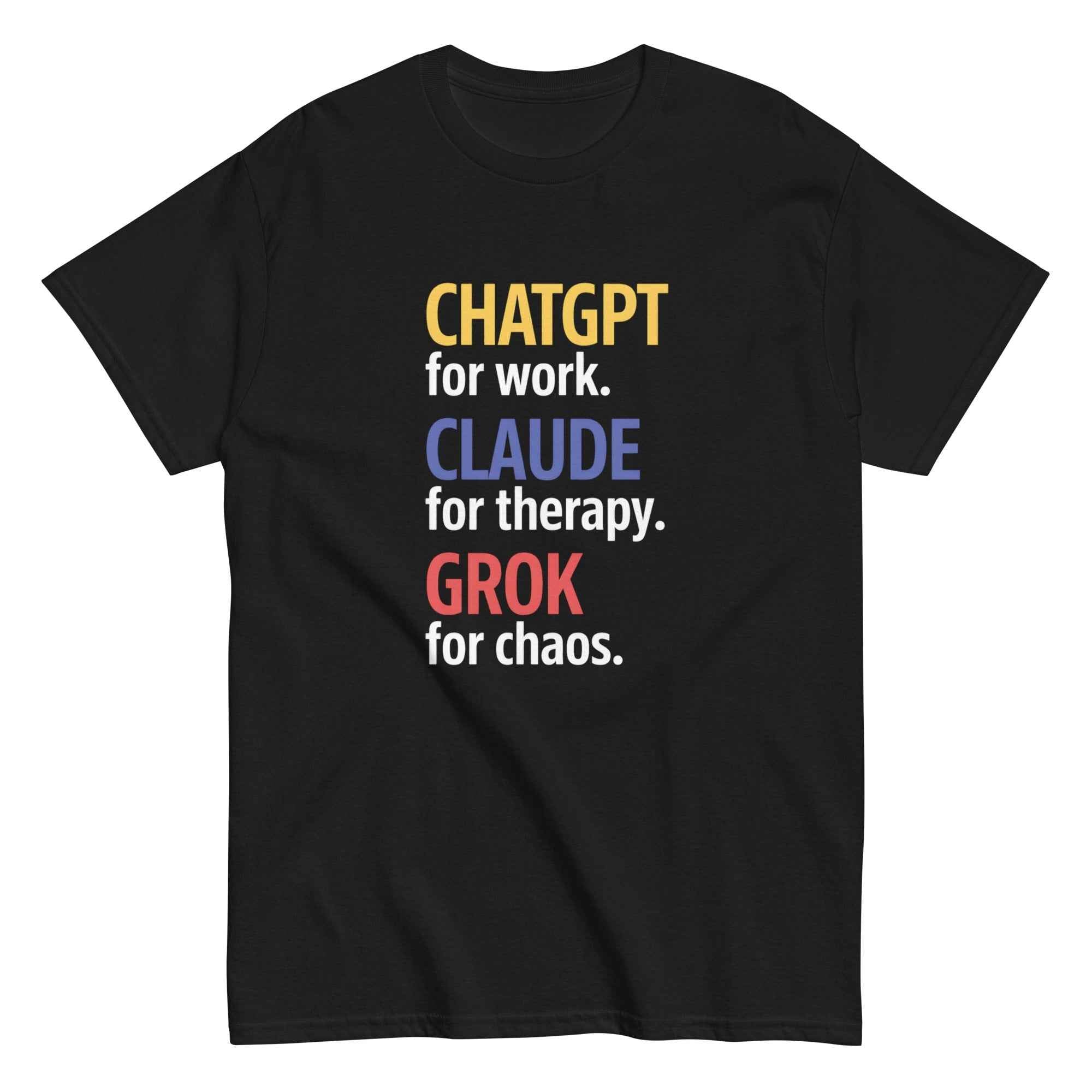 ChatGPT Claude Grok AI T-Shirt | Funny LLM Tech Humor Graphic Tee