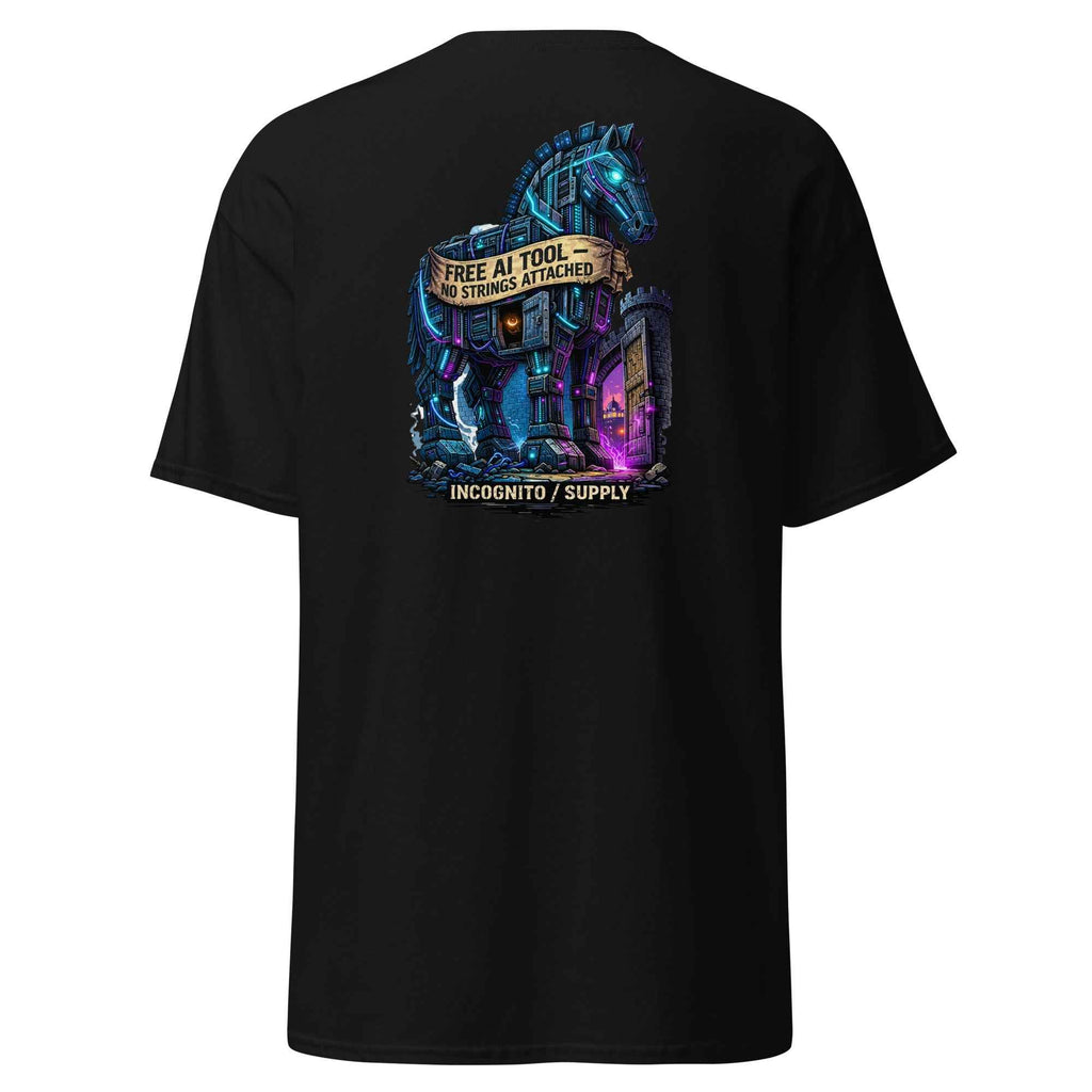 Cyberpunk Trojan Horse "Free AI Tool" Graphic Tee