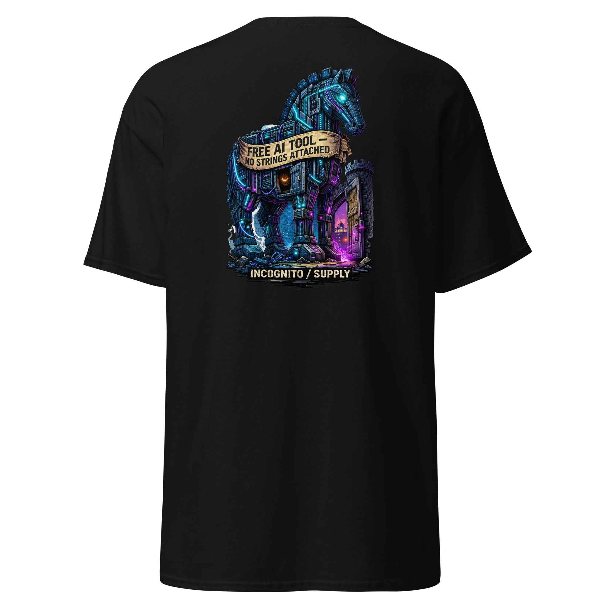 Cyberpunk Trojan Horse "Free AI Tool" Graphic Tee