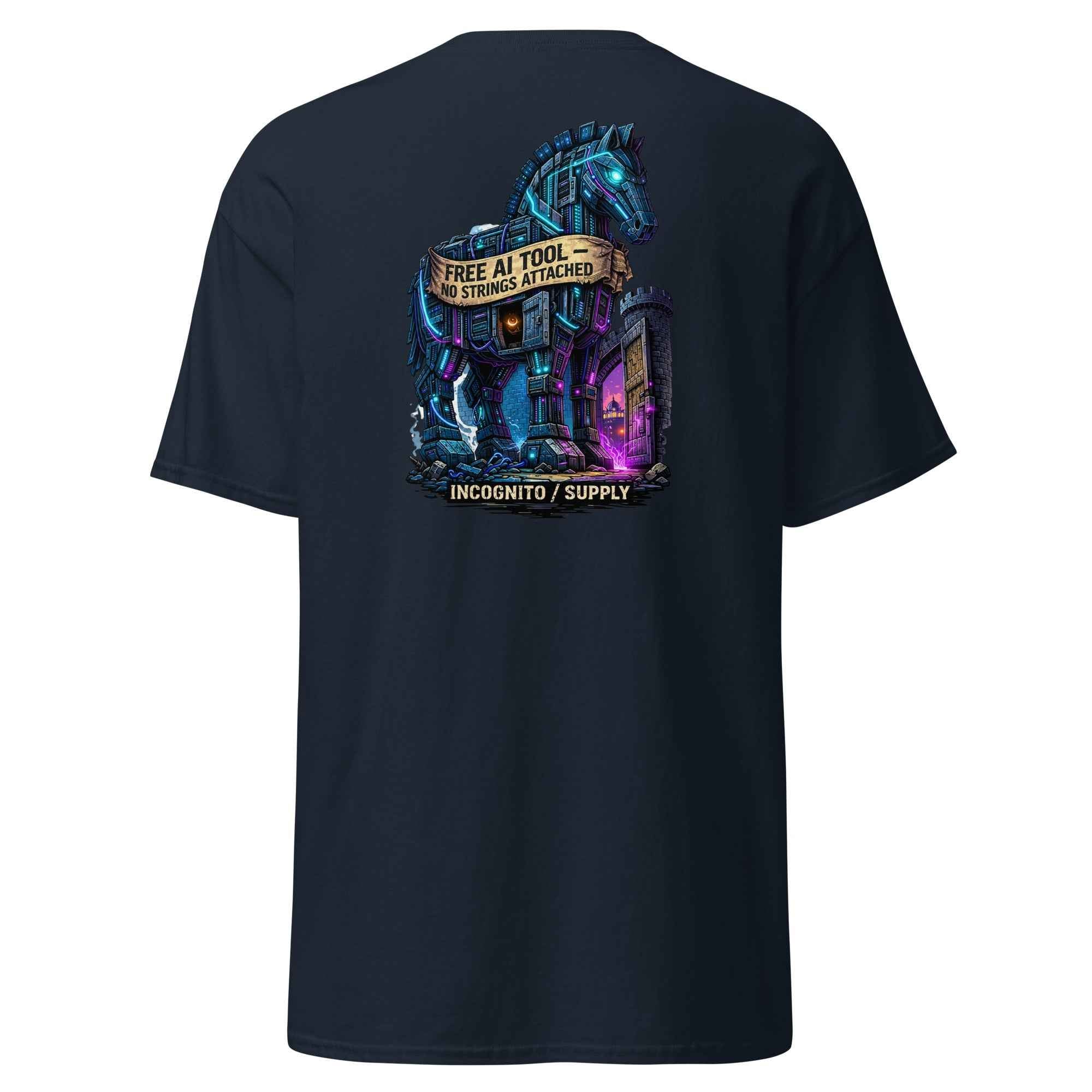 Cyberpunk Trojan Horse "Free AI Tool" Graphic Tee