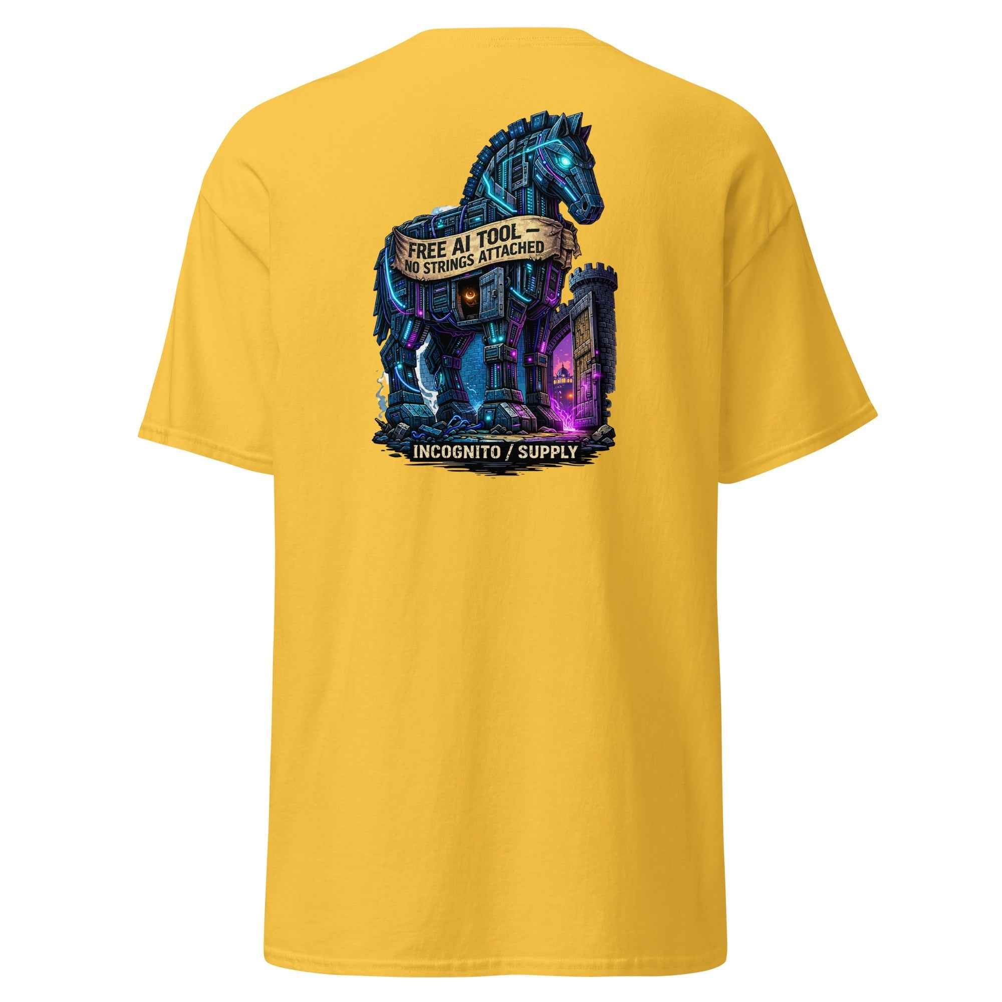 Cyberpunk Trojan Horse "Free AI Tool" Graphic Tee