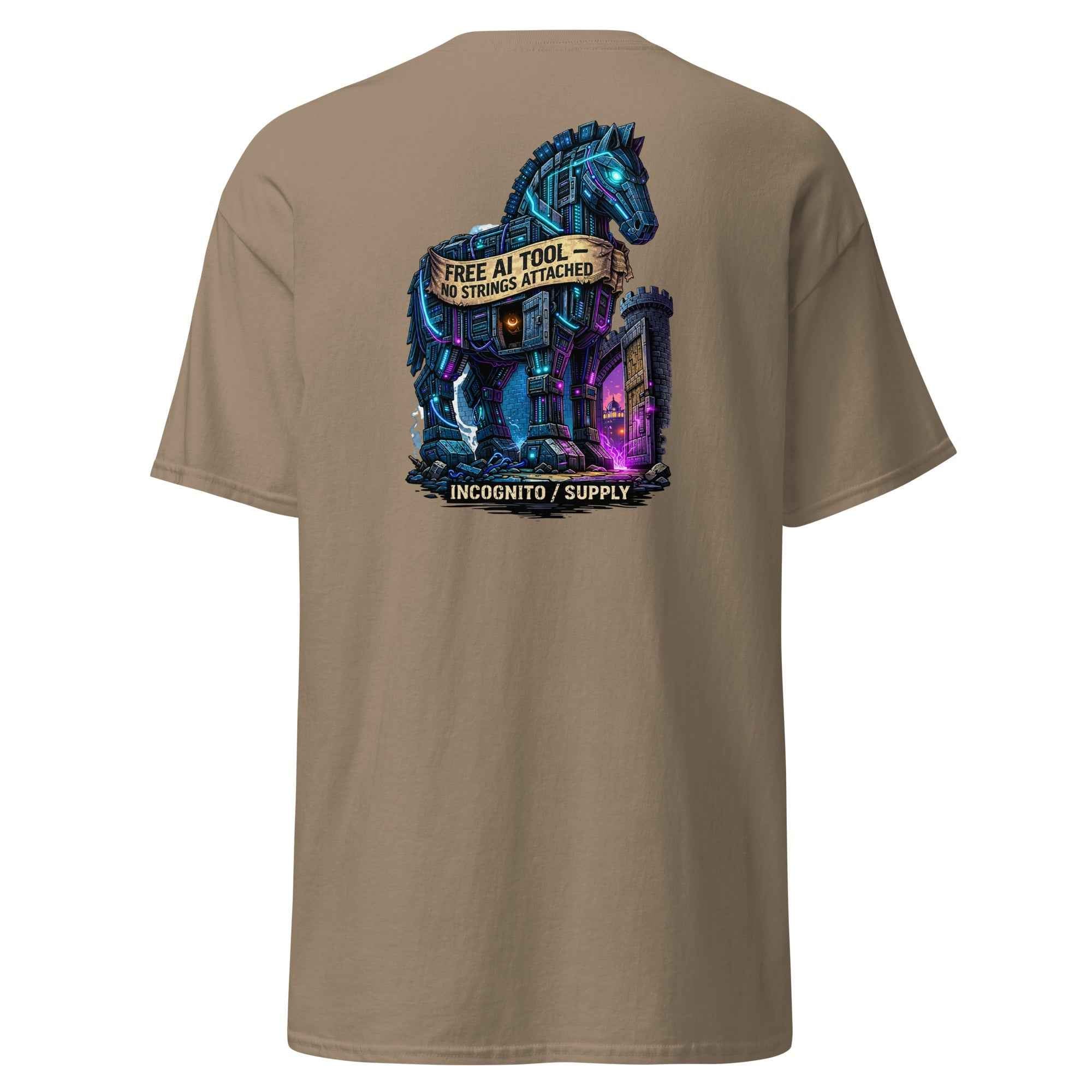 Cyberpunk Trojan Horse "Free AI Tool" Graphic Tee