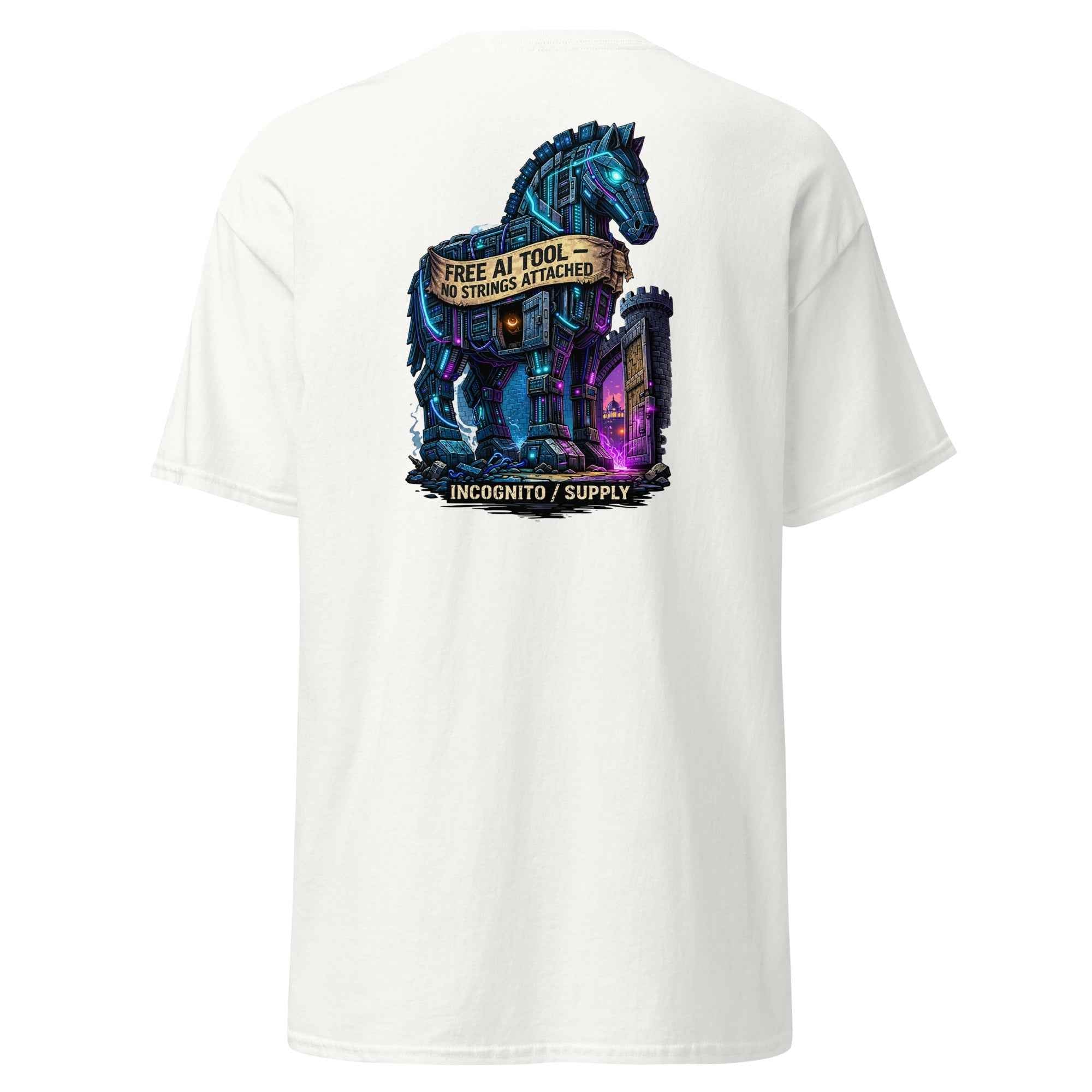 Cyberpunk Trojan Horse "Free AI Tool" Graphic Tee