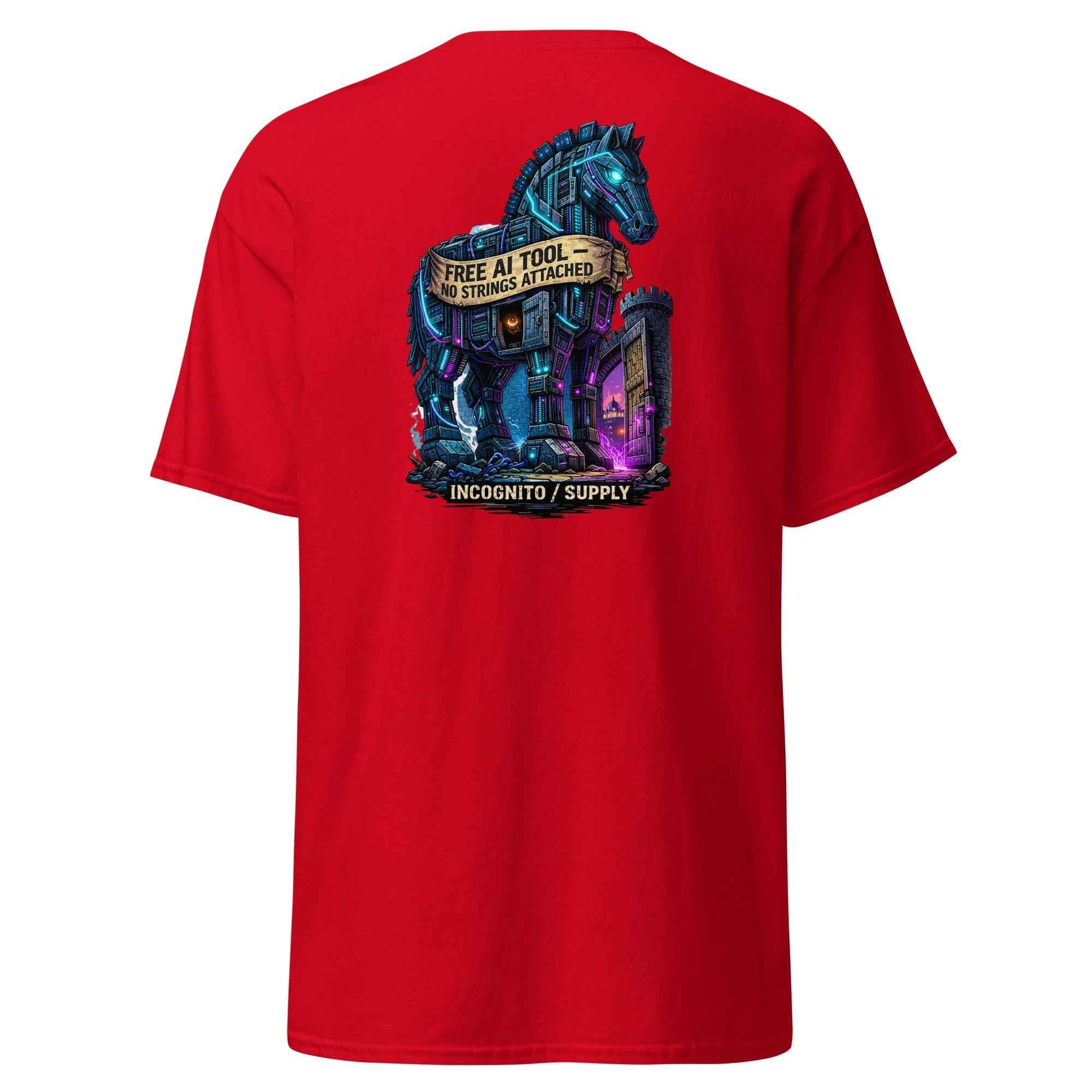 Cyberpunk Trojan Horse "Free AI Tool" Graphic Tee
