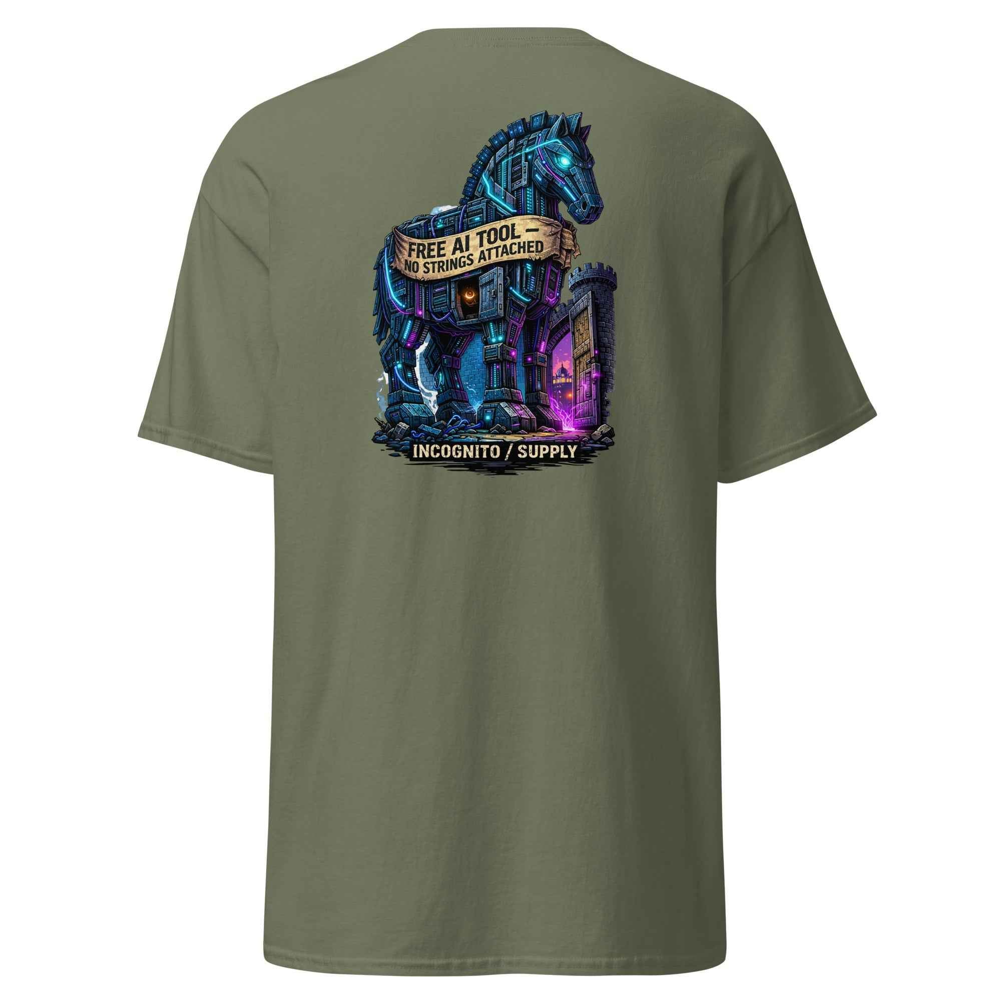 Cyberpunk Trojan Horse "Free AI Tool" Graphic Tee