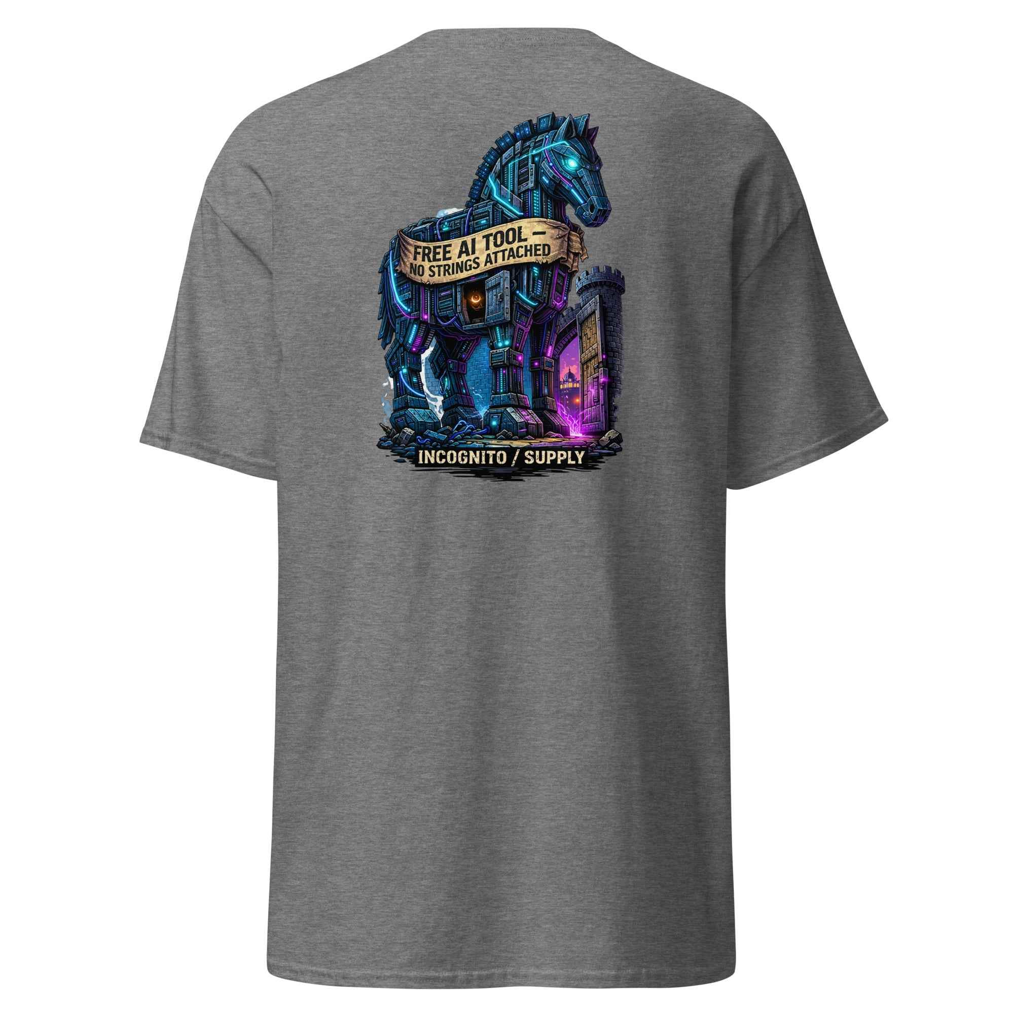 Cyberpunk Trojan Horse "Free AI Tool" Graphic Tee