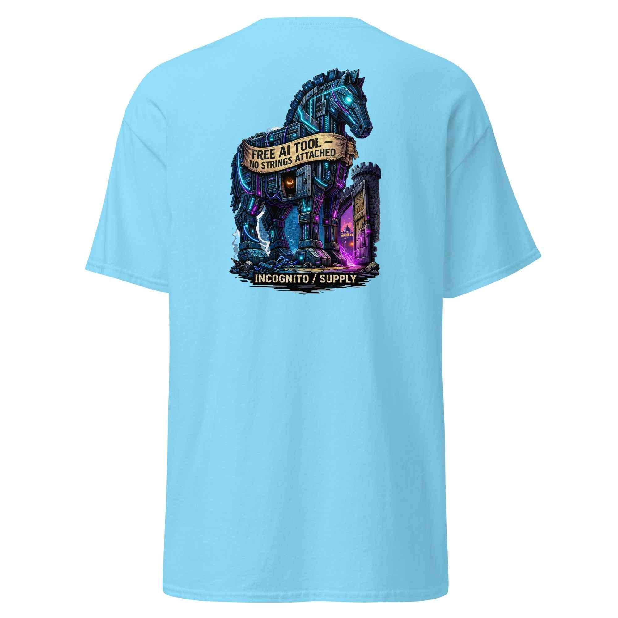 Cyberpunk Trojan Horse "Free AI Tool" Graphic Tee