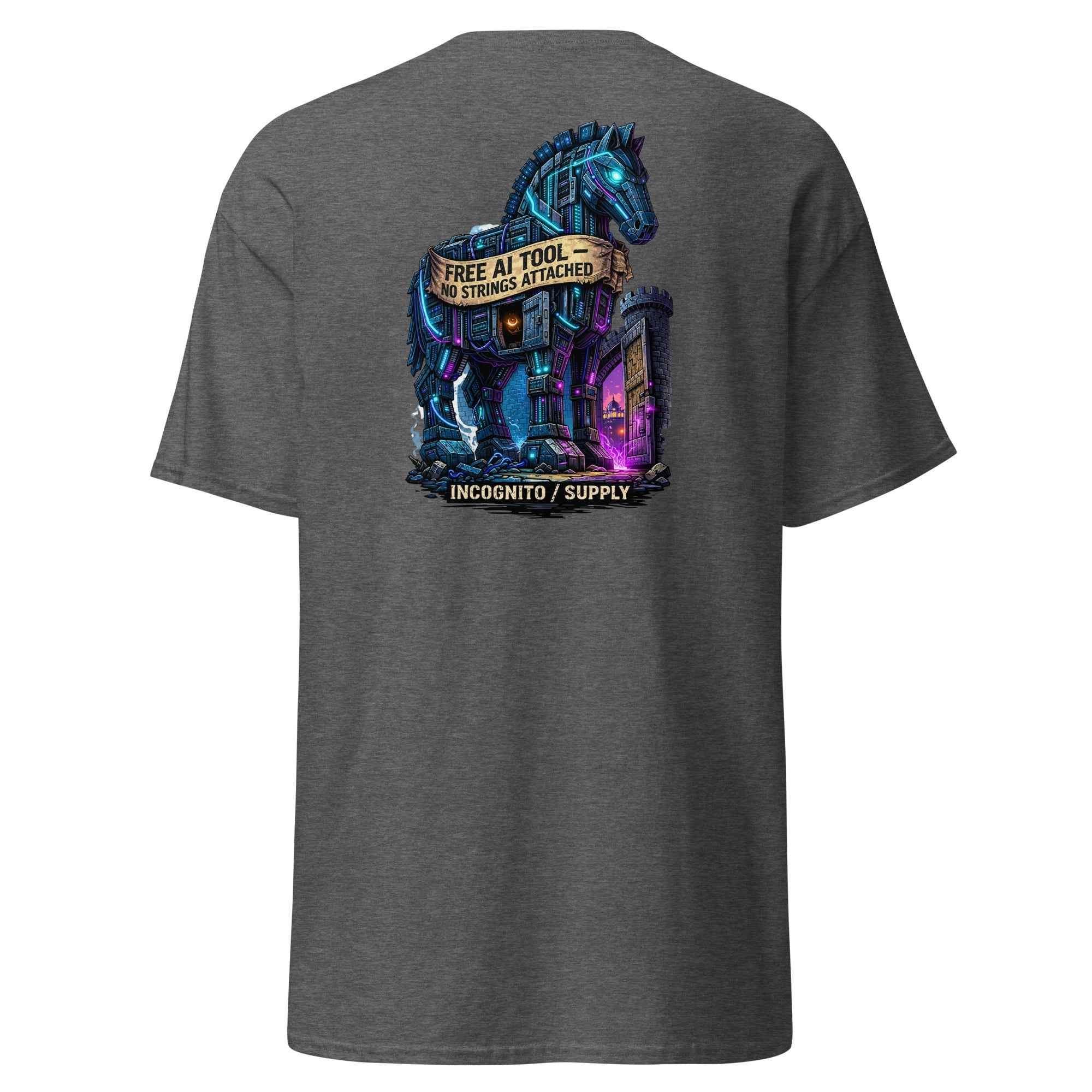 Cyberpunk Trojan Horse "Free AI Tool" Graphic Tee