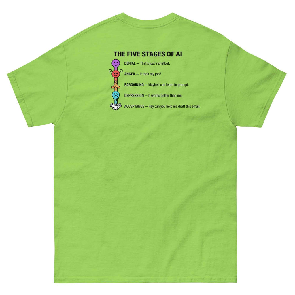 Five Stages of AI Infographic Tee | Funny Programmer & Prompt Engineer Shirt
