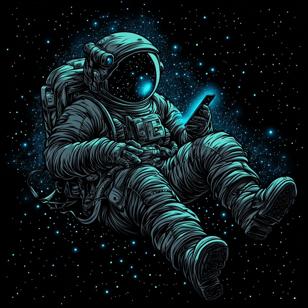 GALAXY EXPLORER T - SHIRT: Tech - Wear Astronaut with Glowing Smartphone Tee - Incognito Supply - T - SHIRT