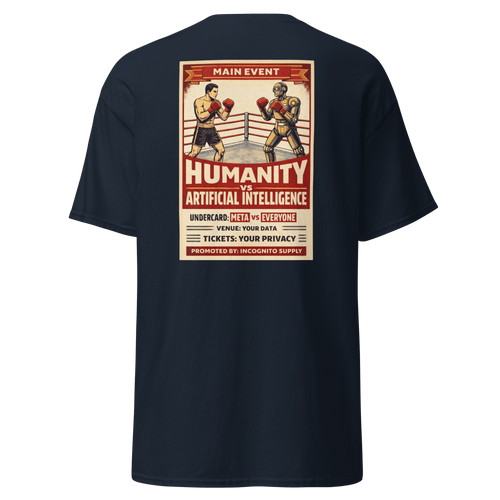 "Humanity vs AI" Vintage Boxing Poster T-Shirt | Retro Tech Graphic Tee - Incognito Supply - T - SHIRT