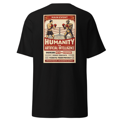 "Humanity vs AI" Vintage Boxing Poster T-Shirt | Retro Tech Graphic Tee - Incognito Supply - T - SHIRT