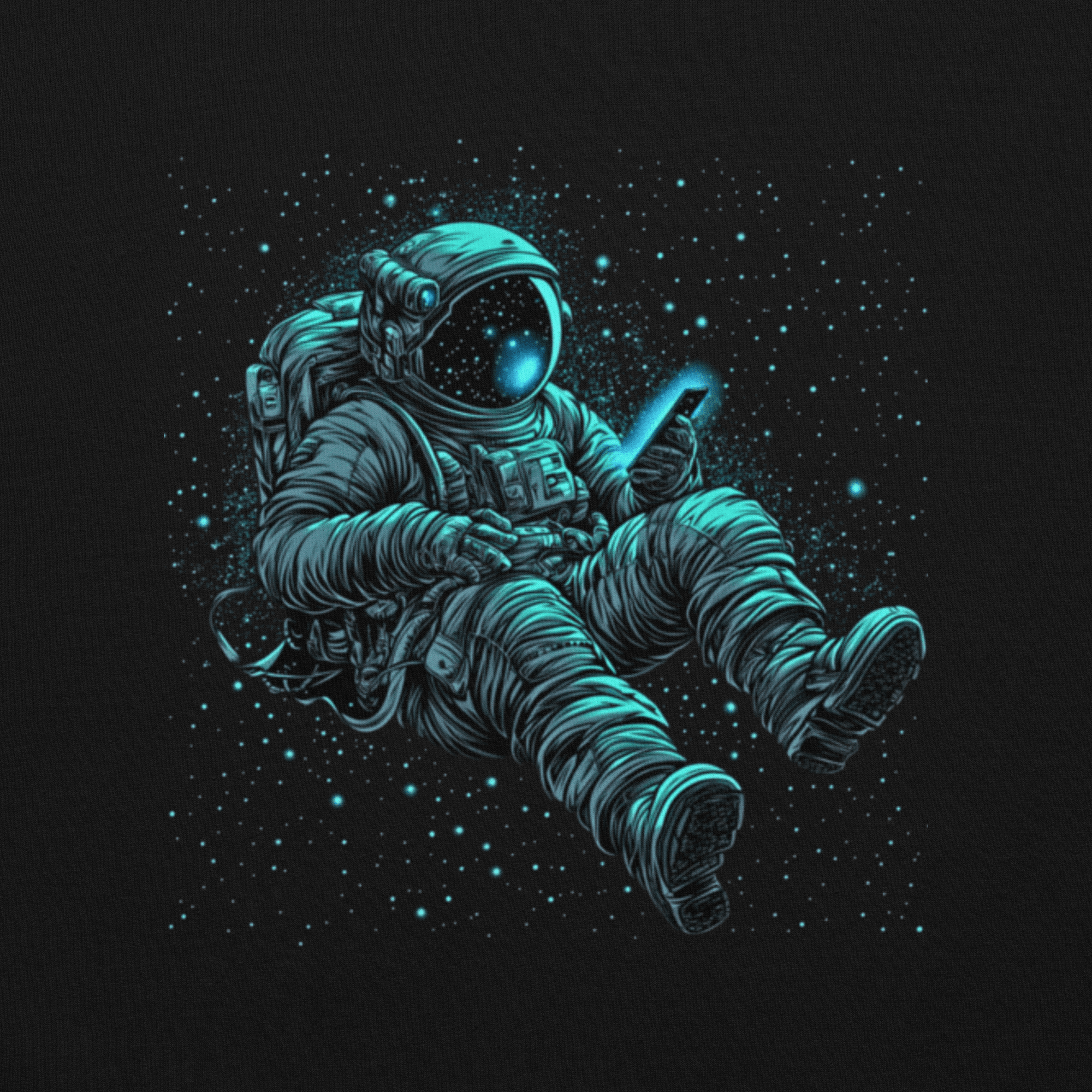 "Scrolling the Void" Astronaut Hoodie | Digital Escapism & Space Streetwear Pullover - Incognito Supply - T - SHIRT